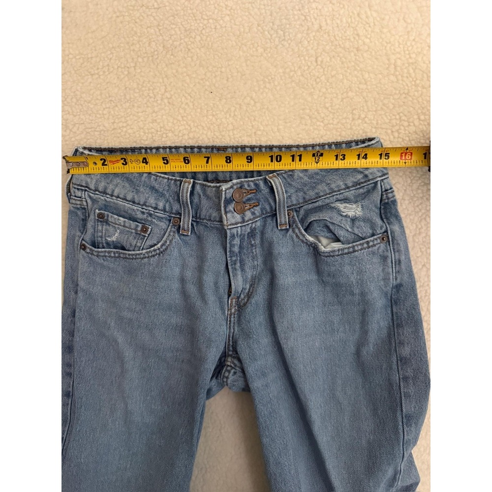 Levis Superlow Straight Jeans Womens 28 Blue Light Wash Low Rise Distressed - Picture 9 of 13